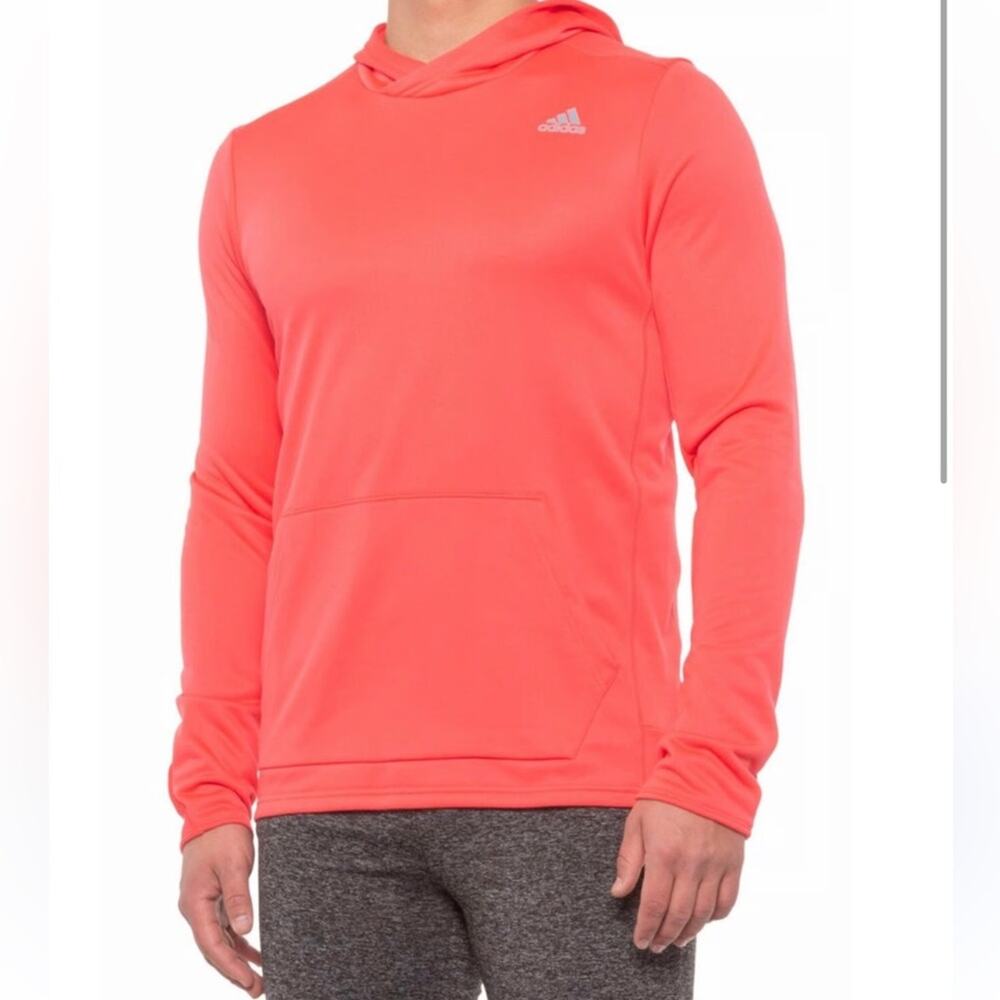 Adidas Men's Orange Pullover Hoodie